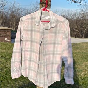 Calvin Klein Men's Light Pink and Gray Plaid Shirt